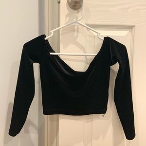 Black velvet off the shoulder top